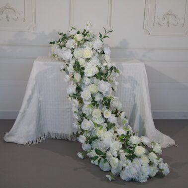 白绿色婚庆仿真花森系婚礼堂酒店户外活动背景装饰花艺