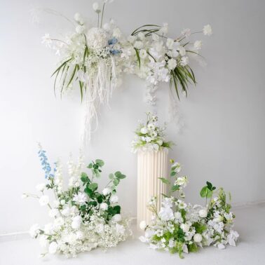 婚礼装饰白色壁挂花艺套装 舞台迎宾背景KT板摄影道具仿真假花