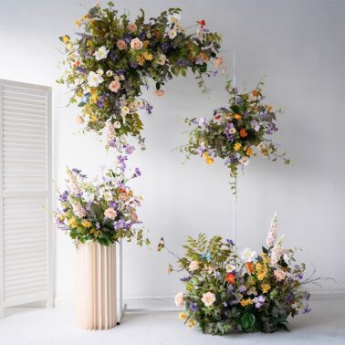 秋色婚礼装饰仿真花艺拱门 舞台KT板背景壁挂花艺生日宴橱窗布置