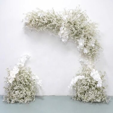 欧式白色满天星婚礼装饰花艺 婚礼背景KT板壁挂布置仿真花假花