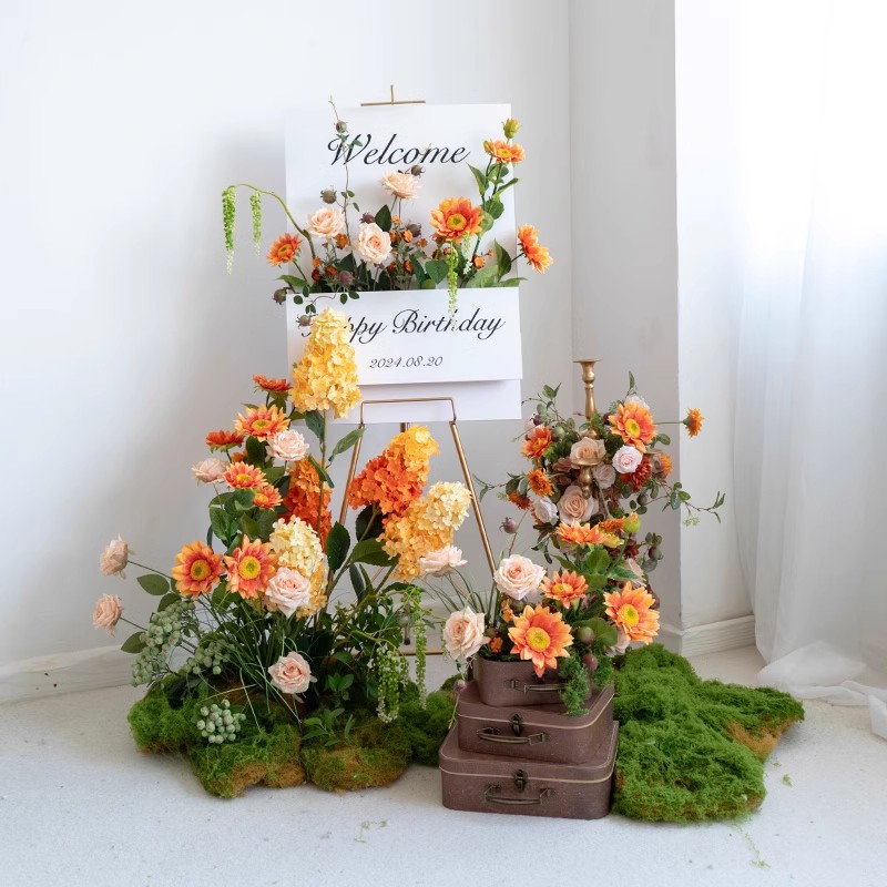 Pastoral style orange artificial flower set