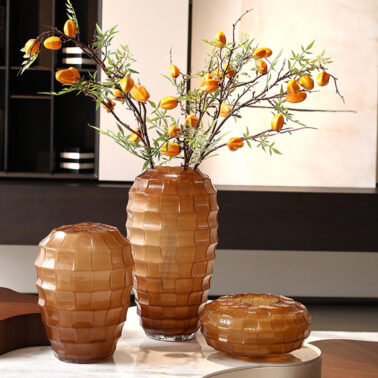 Square geometric frosted glass vase