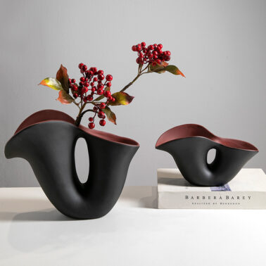 Abstract shaped geometric ceramic vase