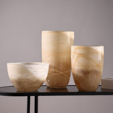 Handmade large-mouthed cloud-textured vase