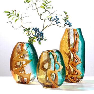 Green orange water pattern thick flower arranger