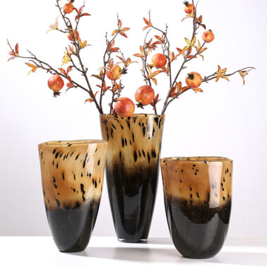 Brown two-color mosaic vase