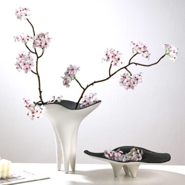 Abstract art black and white ceramic vase