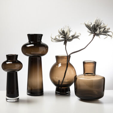 Heavy brown glass vase