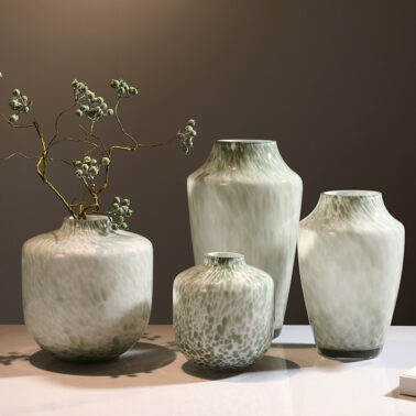 White porcelain colored glass vase