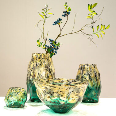 Irregular gradient spot glass vase