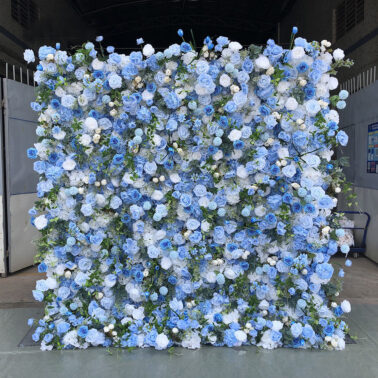 Blue cloth 3D artificial flower wall