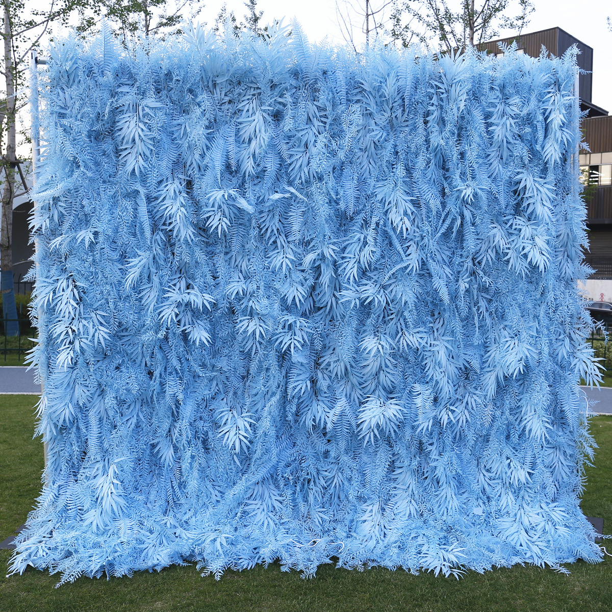 跨境货源 蓝色系布底花墙背景墙迷雾婚庆装饰户外婚礼布置道具