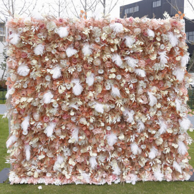 Rime feather imitation fabric flower wall