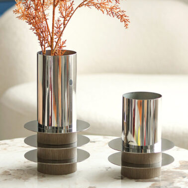 Metal round stacking vase