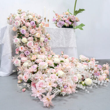 Artificial flower waterfall trailing floral table runner