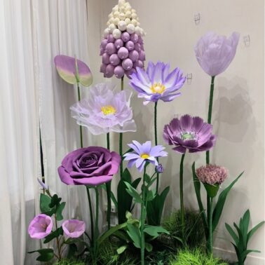 Large Paper Craft Artificial Flower Set - Purple