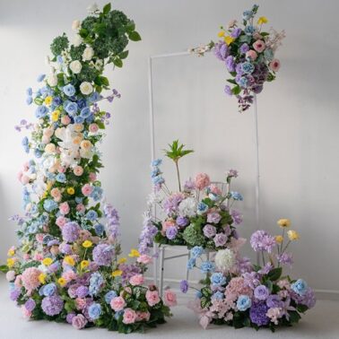 小红书同款莫奈风装饰拱门花艺 仿真假花直播背景布置挂花地排花