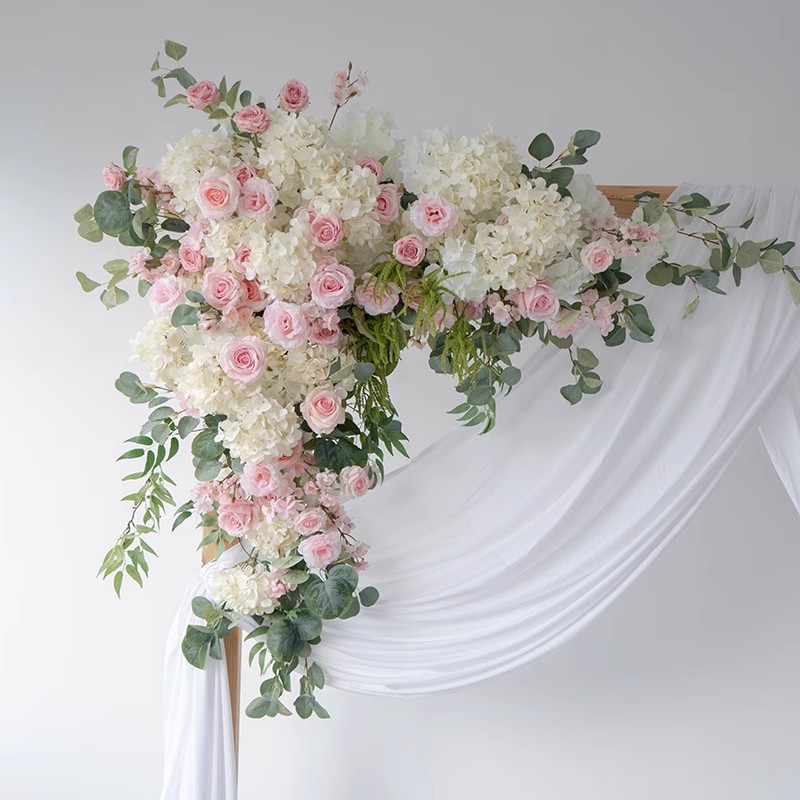 欧式婚礼装饰木架拱门花艺 婚庆布置仿真假花舞台背景KT板壁挂花 - Image 2