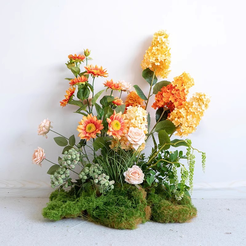 Pastoral style orange artificial flower set - Image 2