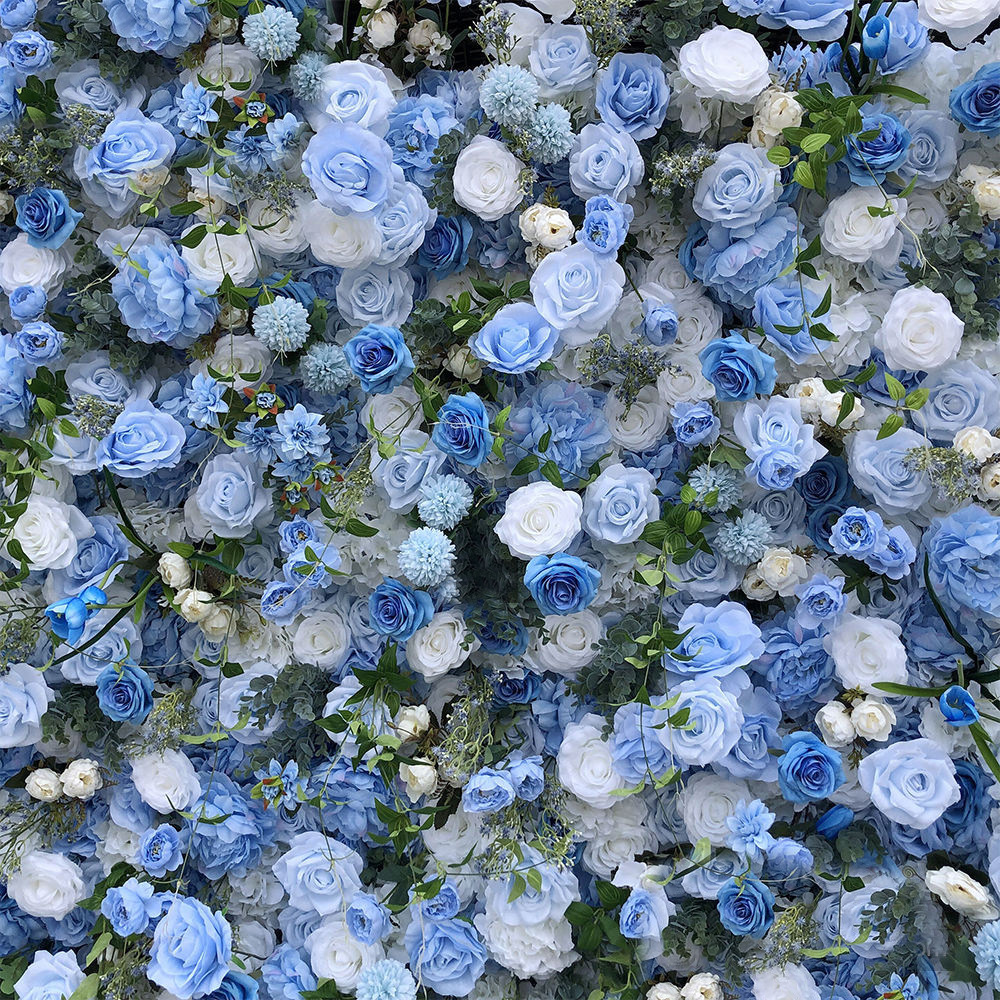 Blue cloth 3D artificial flower wall - Image 2