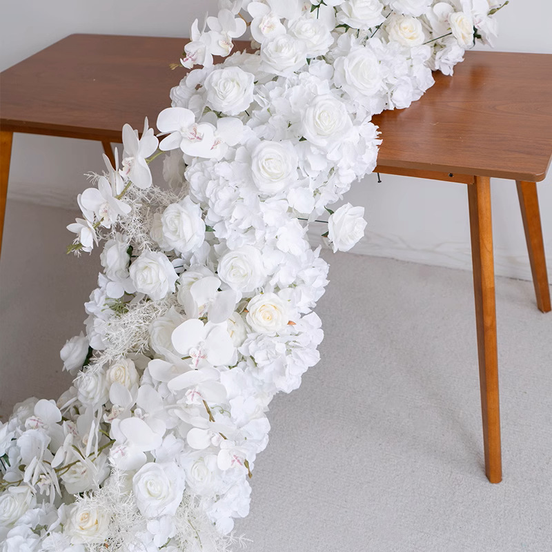 白色婚礼装饰花艺长条拖尾花 仿真花假花桌面布置活动仪式瀑布花 - Image 2