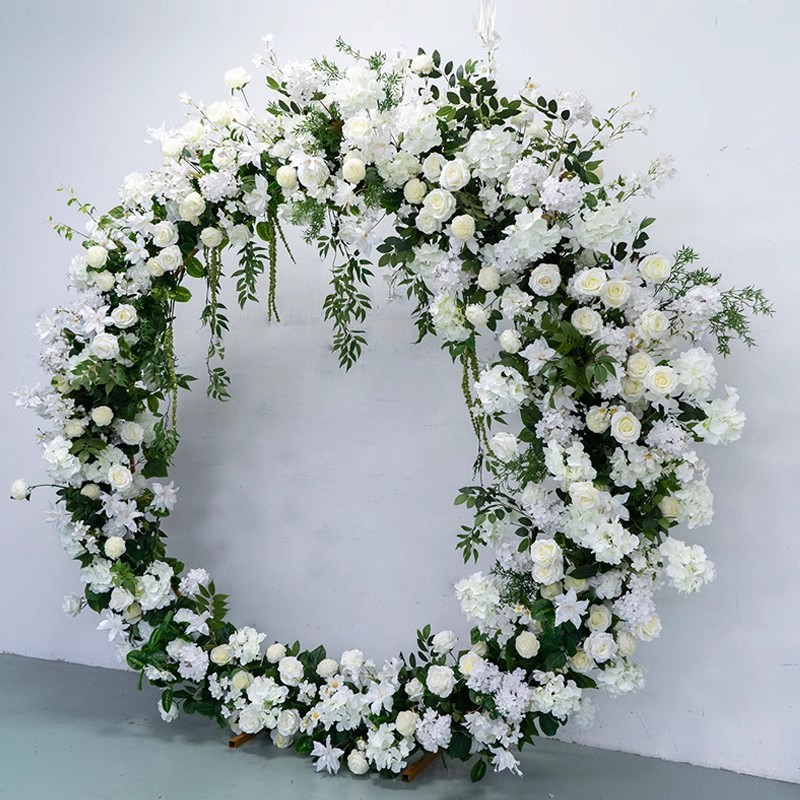 欧式浪漫白色森系婚礼装饰圆环拱门花艺 仿真假花户外摄影背景花 - Image 2