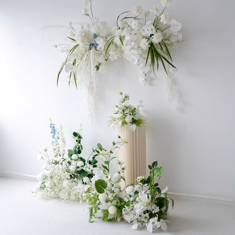 婚礼装饰白色壁挂花艺套装 舞台迎宾背景KT板摄影道具仿真假花 - Image 3