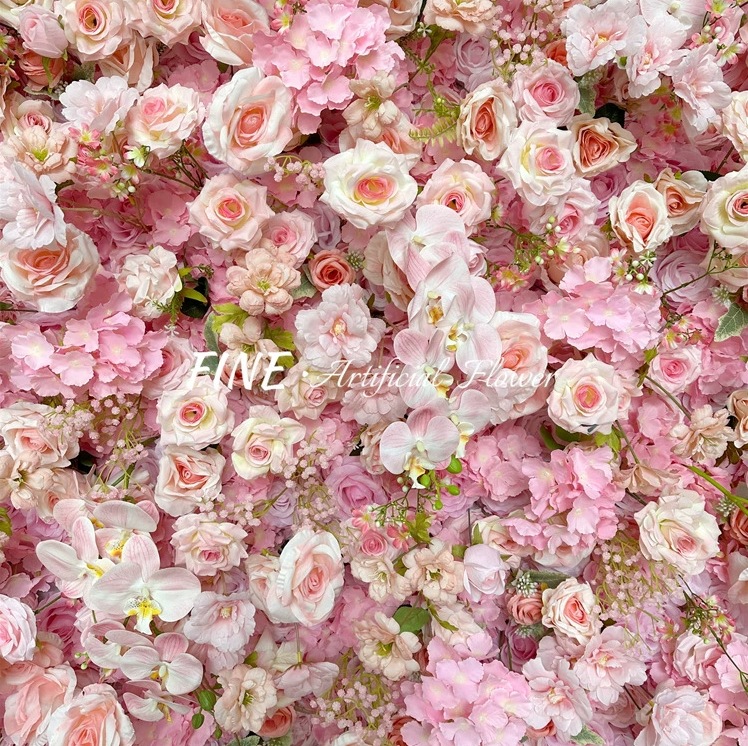 布底仿真花墙 网红墙 背景墙 粉色玫瑰花婚礼商场活动布景装饰 - Image 3