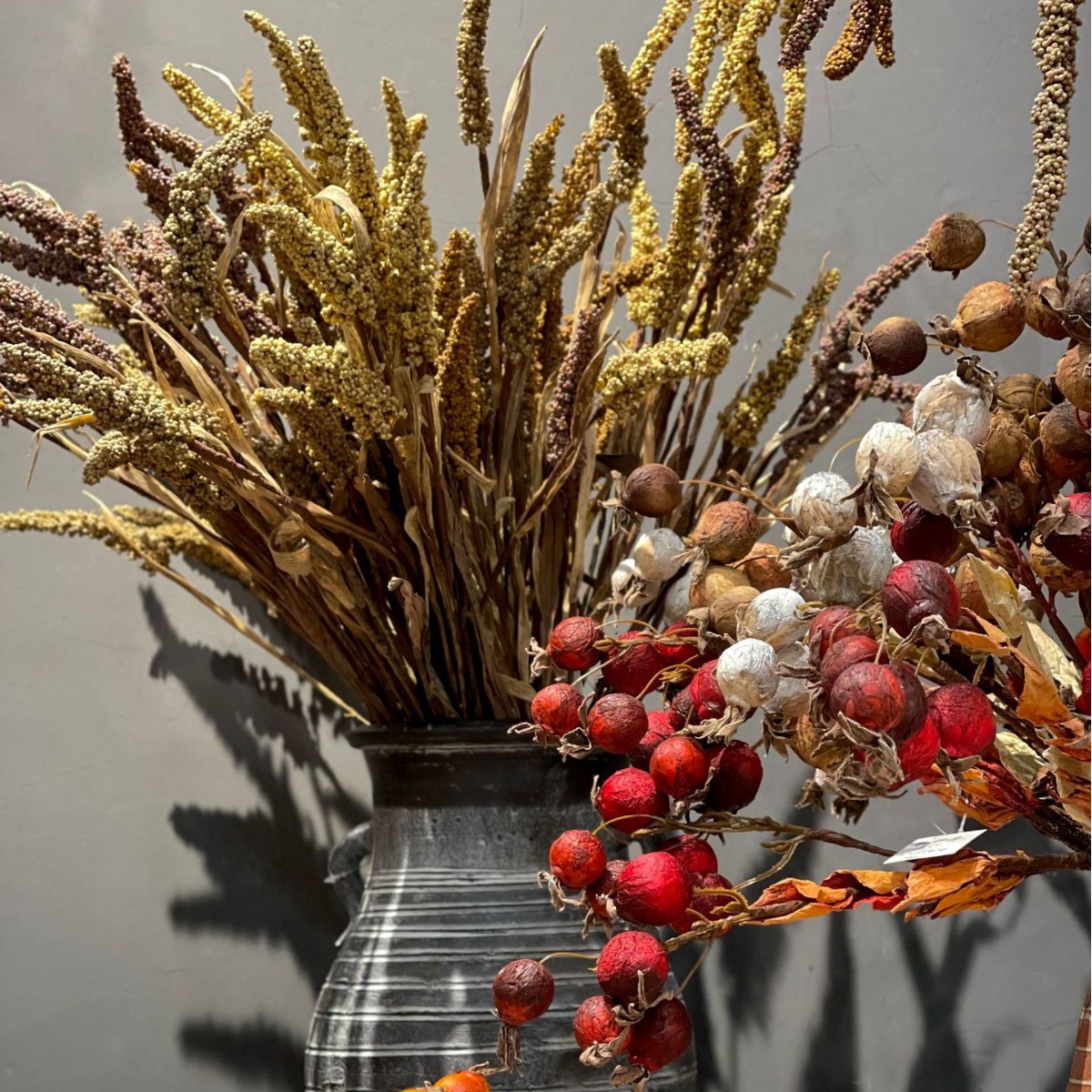 Artificial Flower Collection: Dried Apple, Millet, and Rosehip - Image 3