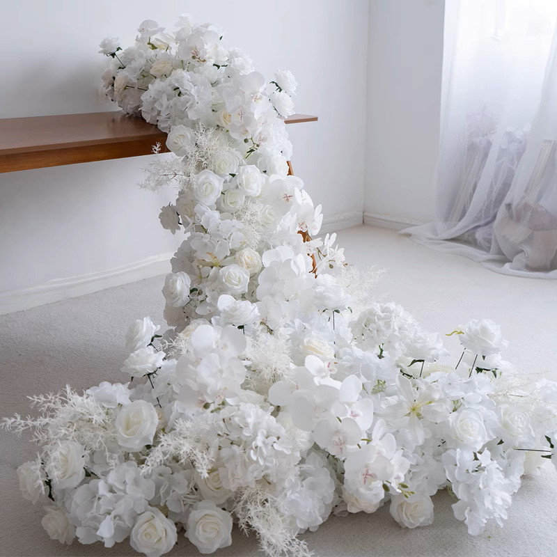 白色婚礼装饰花艺长条拖尾花 仿真花假花桌面布置活动仪式瀑布花 - Image 3