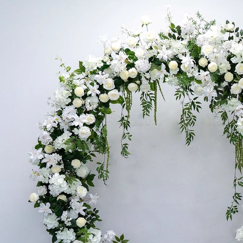 欧式浪漫白色森系婚礼装饰圆环拱门花艺 仿真假花户外摄影背景花 - Image 3
