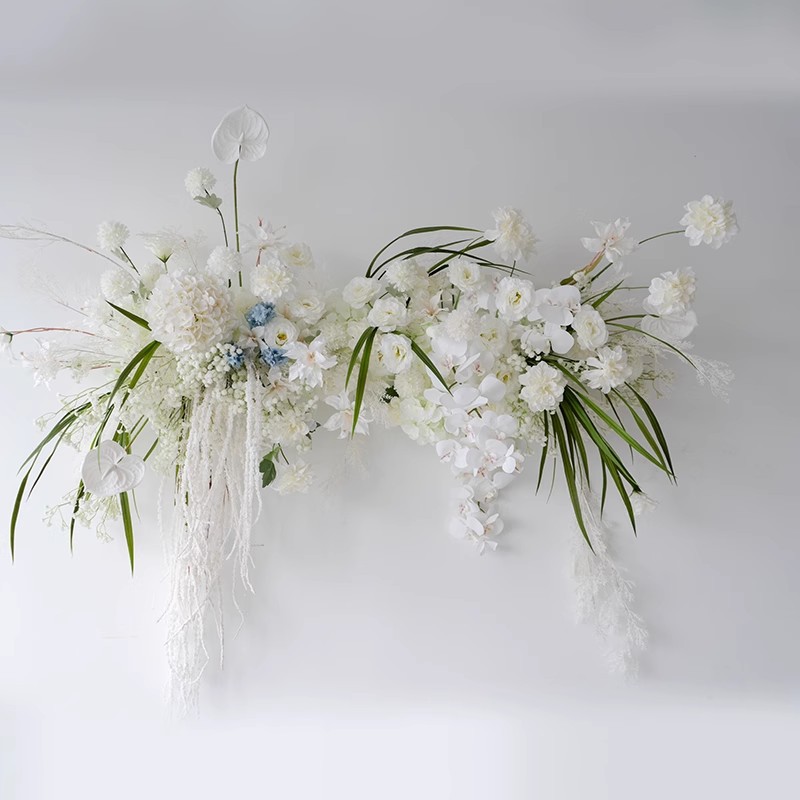 婚礼装饰白色壁挂花艺套装 舞台迎宾背景KT板摄影道具仿真假花 - Image 4