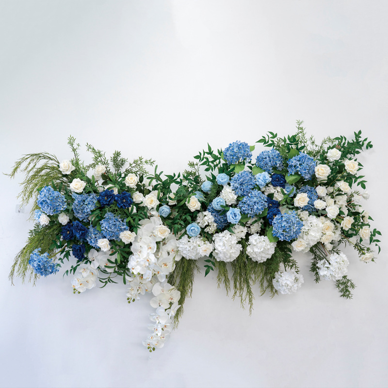 婚礼装饰壁挂仿真假花花艺 蓝色系KT板背景舞台布置成品手工挂花 - Image 4
