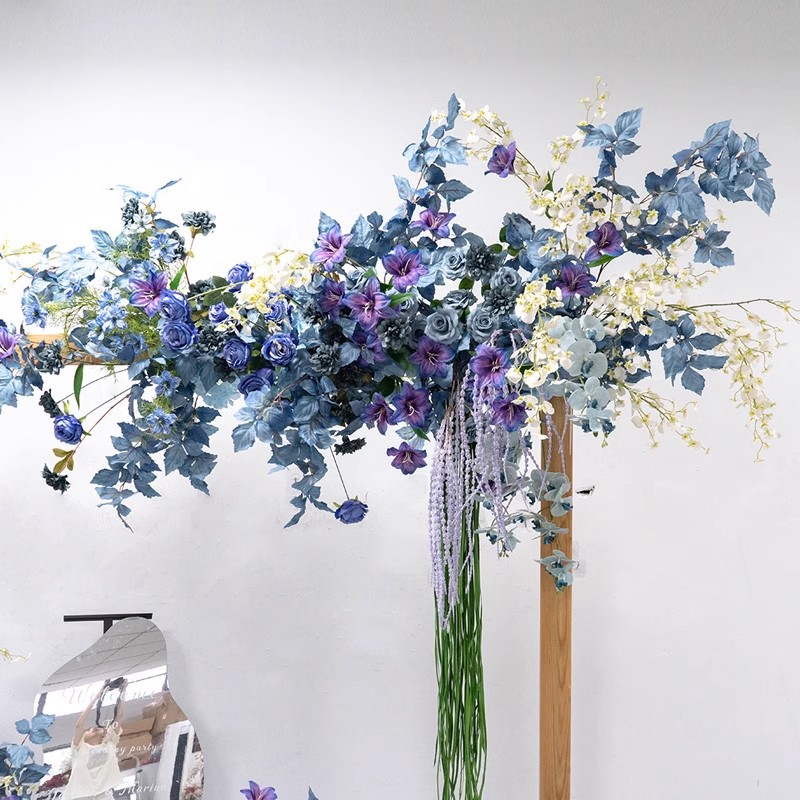 婚礼拱门蓝色花艺装饰 迎宾拍照背景网红活动仪式布置仿真假花 - Image 4