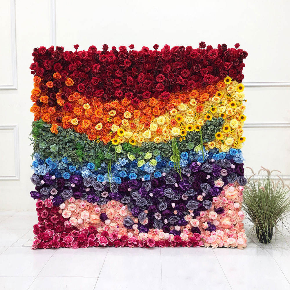 Blue cloth 3D artificial flower wall - Image 4