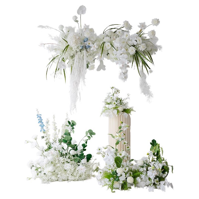 婚礼装饰白色壁挂花艺套装 舞台迎宾背景KT板摄影道具仿真假花 - Image 5