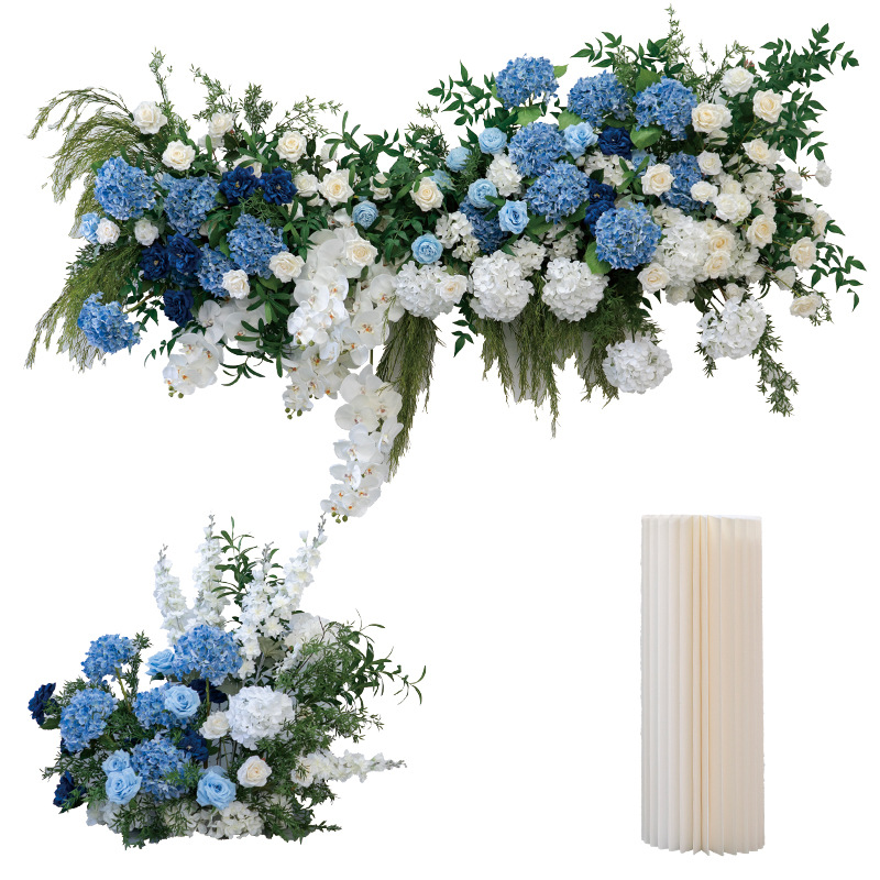 婚礼装饰壁挂仿真假花花艺 蓝色系KT板背景舞台布置成品手工挂花 - Image 5