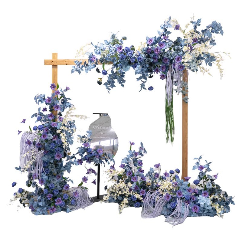 婚礼拱门蓝色花艺装饰 迎宾拍照背景网红活动仪式布置仿真假花 - Image 5