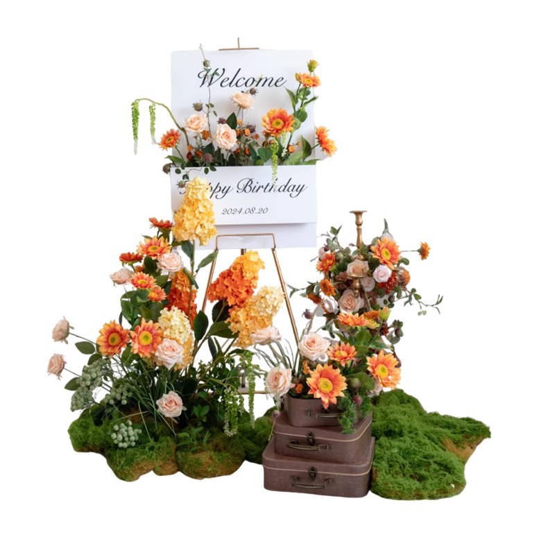 Pastoral style orange artificial flower set - Image 5