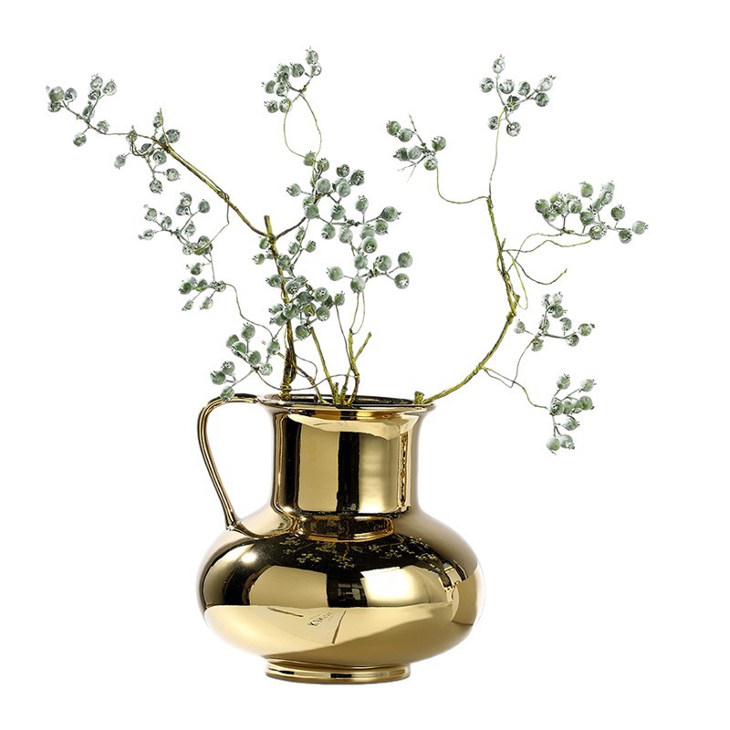 Gilded/Silver Pot with Embossed Ears Ceramic Vase - Image 5