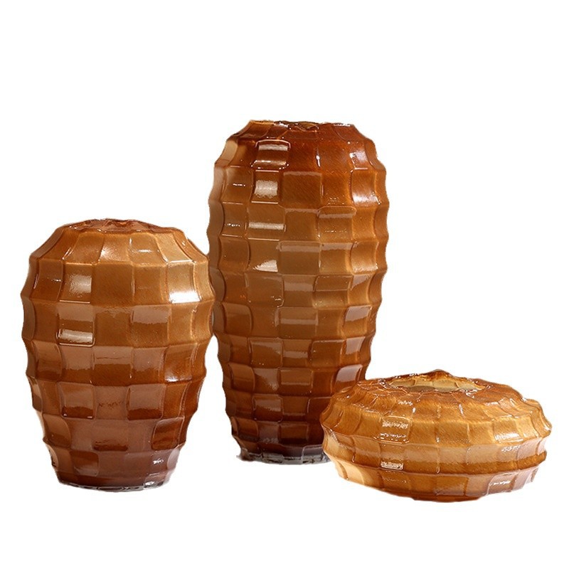 Square geometric frosted glass vase - Image 5