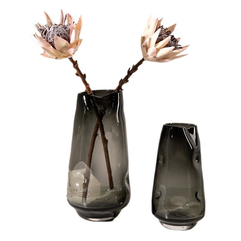 Pleated convex craft glass vase - Image 5