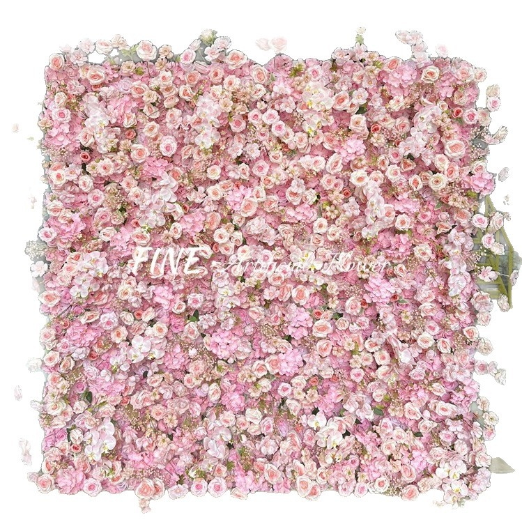 布底仿真花墙 网红墙 背景墙 粉色玫瑰花婚礼商场活动布景装饰 - Image 5