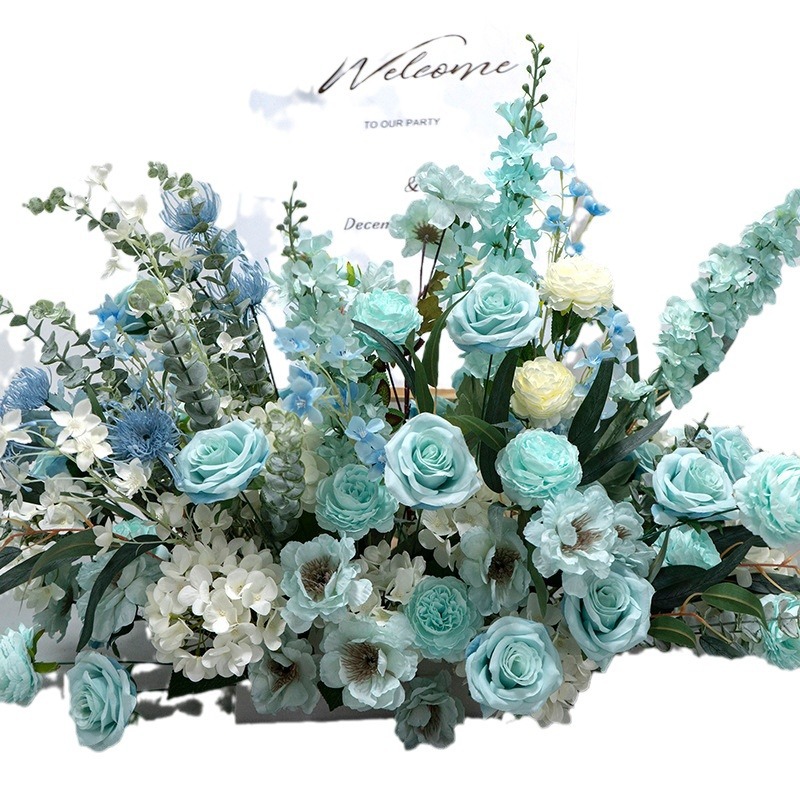 欧式蒂兰色花艺拱门套装花艺 仿真假花婚礼求婚活动仪式装饰花 - Image 5