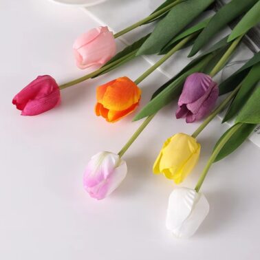 High Quality Single Tulip Flower Modern Style Multicolor Artificial Tulip Mother's Day Graduation Bouquet