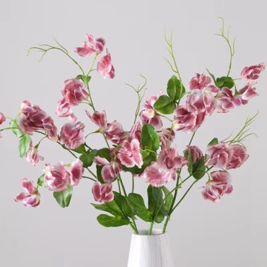 High Quality Silk Single Branch Pea Blossom Adornment Artificial Sweet Pea Flowers for Floral Arrangement