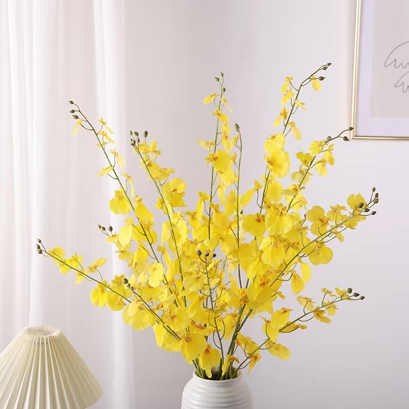 Factory Direct 120 cm Artificial 3D Real Touch Latex Dancing Orchid Oncidium Wedding Shopwindow Decoration