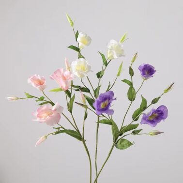 Wedding Decoration Silk Artificial Flowers Real Touch Platycodon Flower Decorative Artificial Lisianthus Flowers for Decor