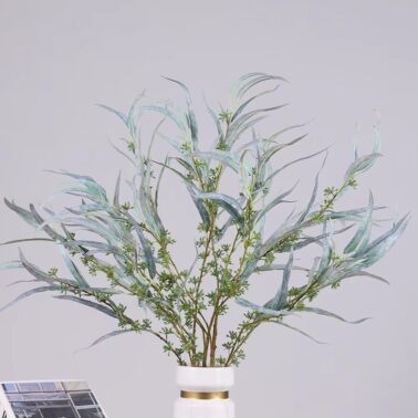 Artificial Plants Eucalyptus Tall Branches for Vase 3 Forks Greenery Branch Fall Plant Red Leaves for Home Decor Shop Hotel