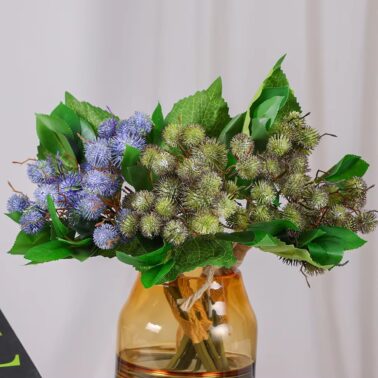 Artificial Green Plant Chestnut with Leaves Indoor Vase Decoration Castanea Mollissima Blume Fake Plant Fruit